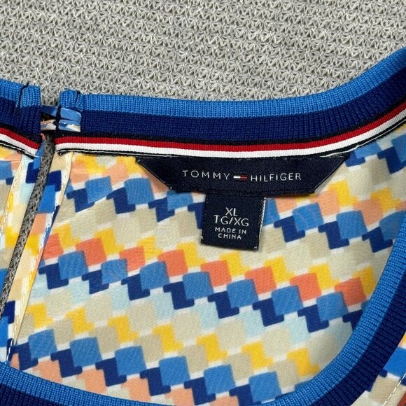 Tommy Hilfiger Womens Multicolor Geometric Tank Top Keyhole Back Stripes Size XL - Picture 9 of 13